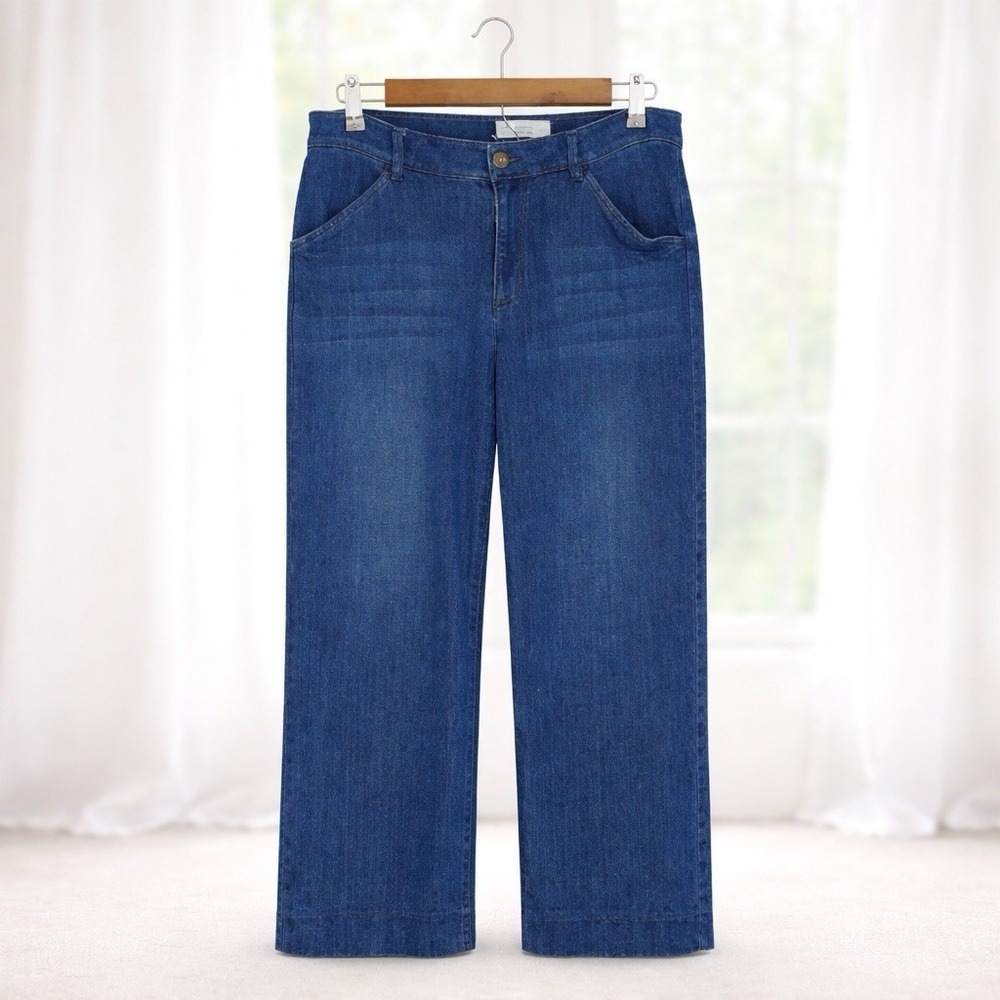 J. Jill Denim Authentic Fit Full-Leg Crop Jeans Lyocell Blue Medium Wash Size 6